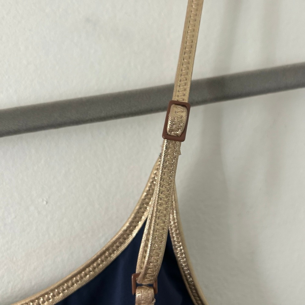 Aerie Women's Scoop Metallic Navy Gold Adjustable Bralette Bra Small NWOT - Picture 3 of 6